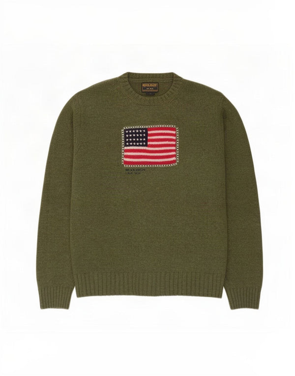 Suéter feminino Woolrich com gola redonda e gola redonda Reino Unido 16 grande lã verde