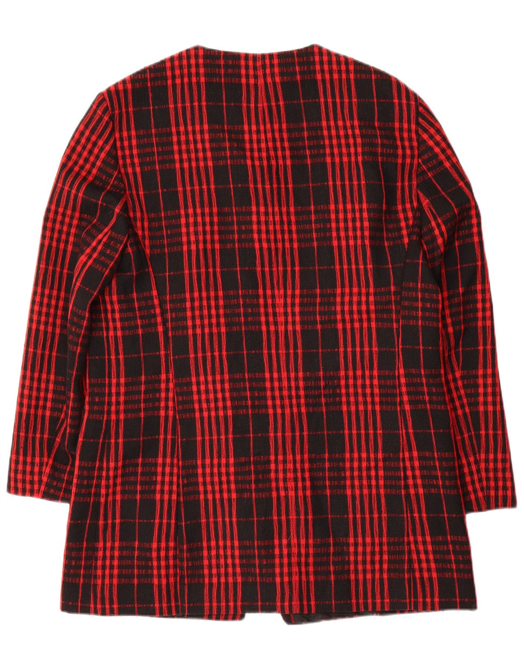 Jaqueta blazer feminina Gerry Weber com 7 botões Reino Unido 12 lã xadrez média vermelha