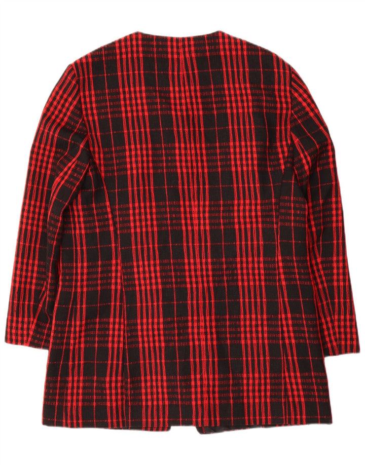 Jaqueta blazer feminina Gerry Weber com 7 botões Reino Unido 12 lã xadrez média vermelha