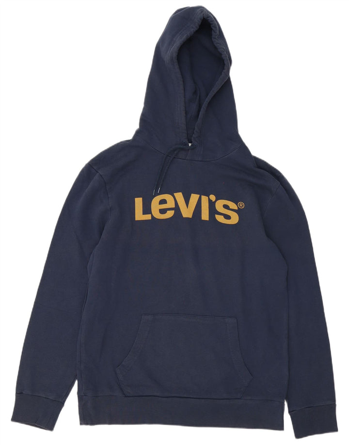 Suéter com capuz gráfico masculino Levi's grande algodão azul marinho