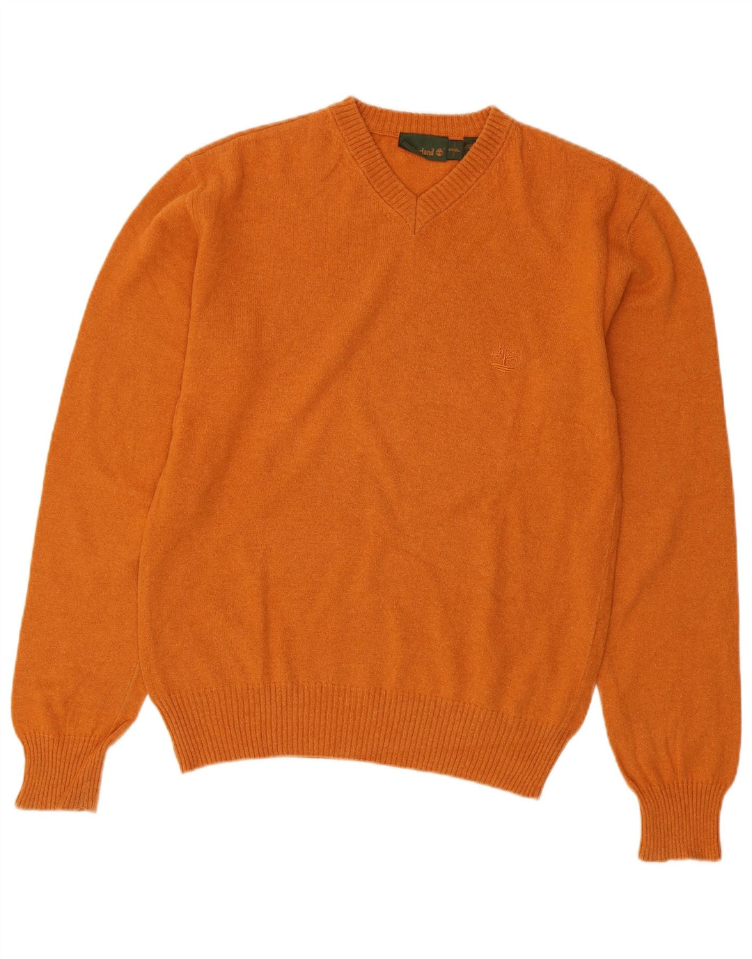 Suéter masculino TIMBERLAND com decote em V pequeno de lã laranja