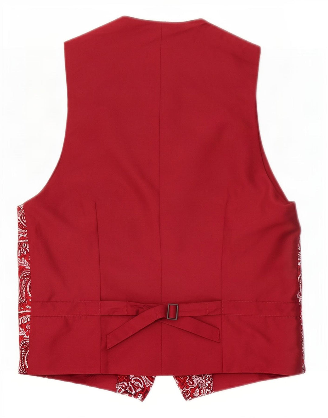 Colete masculino vintage pequeno vermelho paisley seda