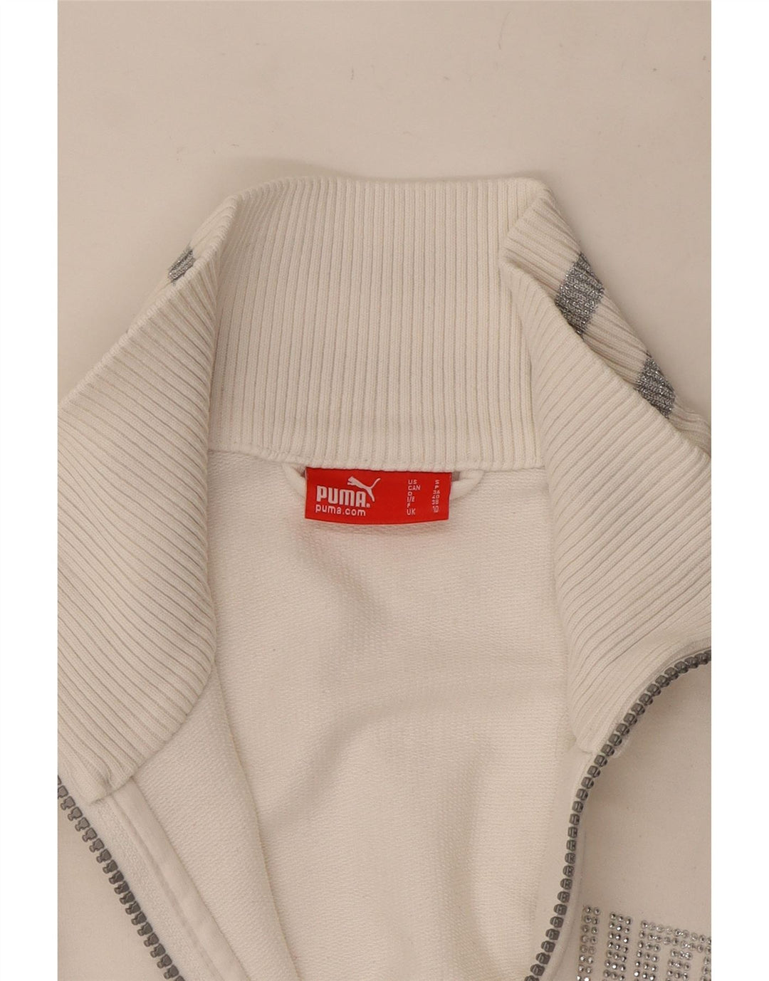 Puma Womens Tracksuit Top Jacket UK 10 Pequeno Branco