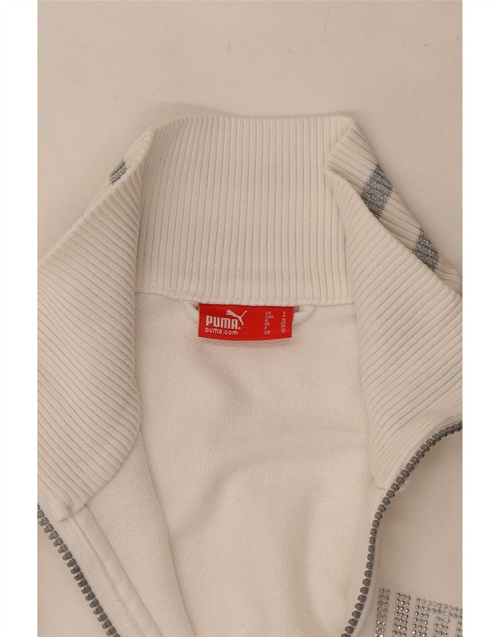 Puma Womens Tracksuit Top Jacket UK 10 Pequeno Branco