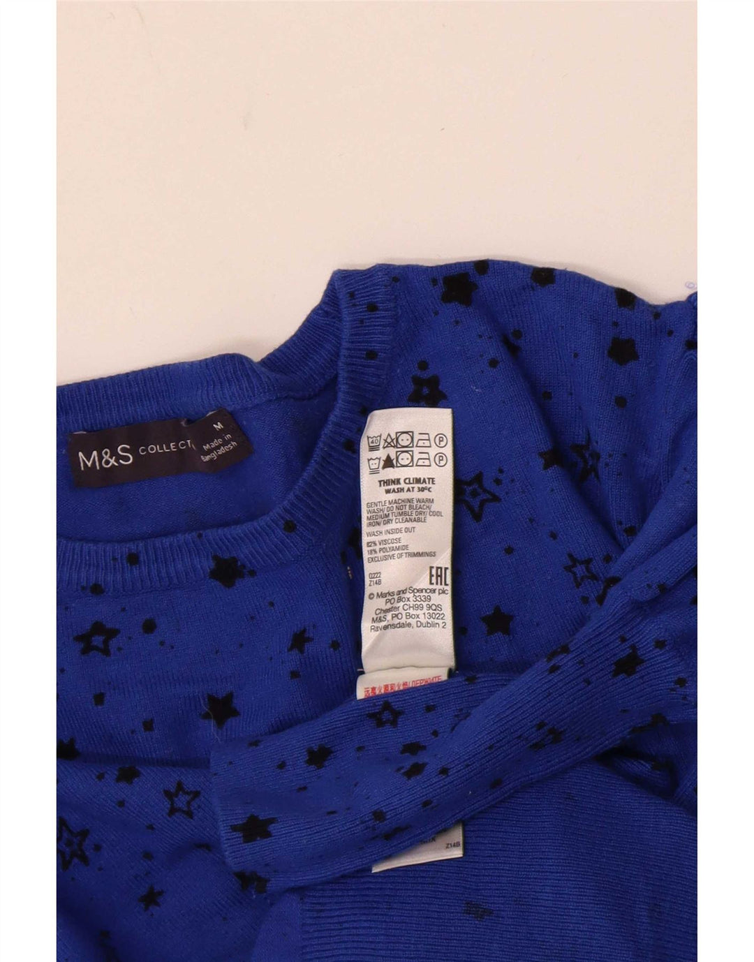 Suéter feminino Marks & Spencer com estampa abstrata e gola canoa Reino Unido 14 Medi