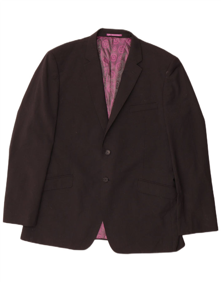 Jaqueta blazer masculina Ted Baker longa com 2 botões e ajuste regular Reino Unido 44 2XL lã preta