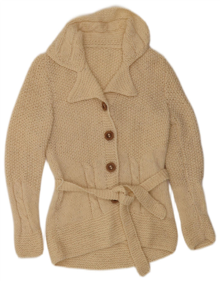 Suéter Cardigan Feminino Vintage UK 12 Médio Off White