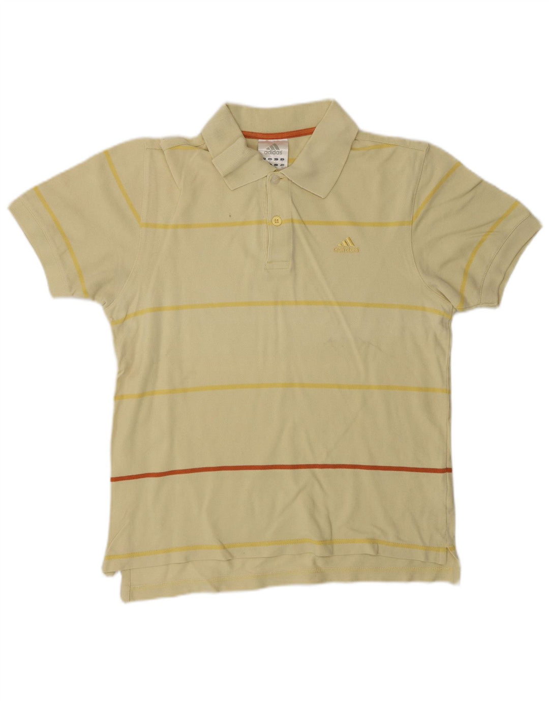 Camisa polo masculina Adidas pequena listrada amarela de algodão
