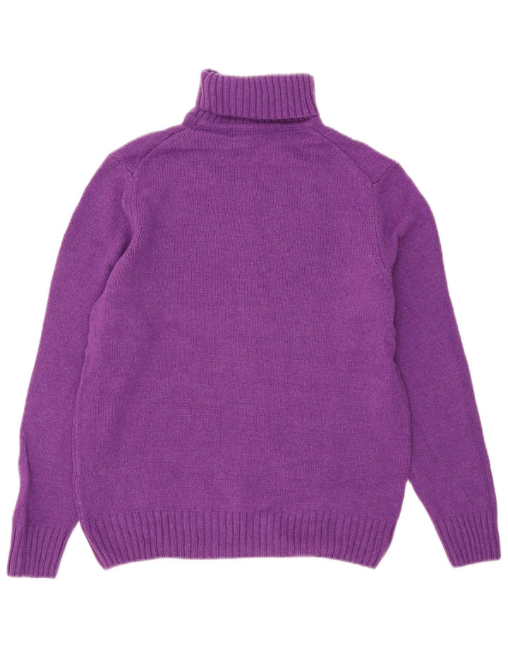 Suéter feminino Zara com gola redonda e lã roxa média UK 14