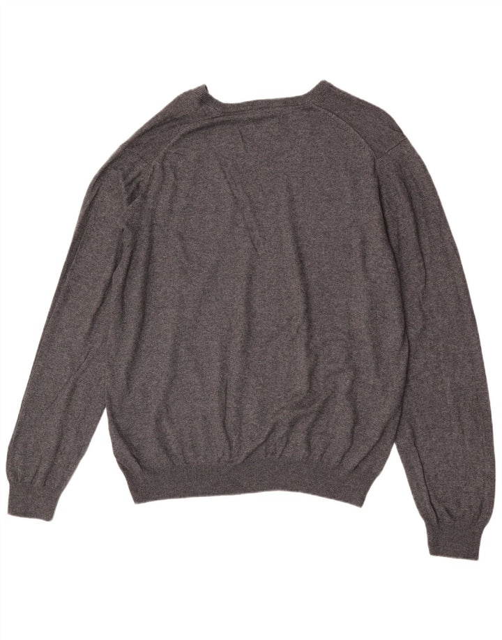 Suéter masculino Marks & Spencer com ajuste regular e decote em V XL algodão cinza