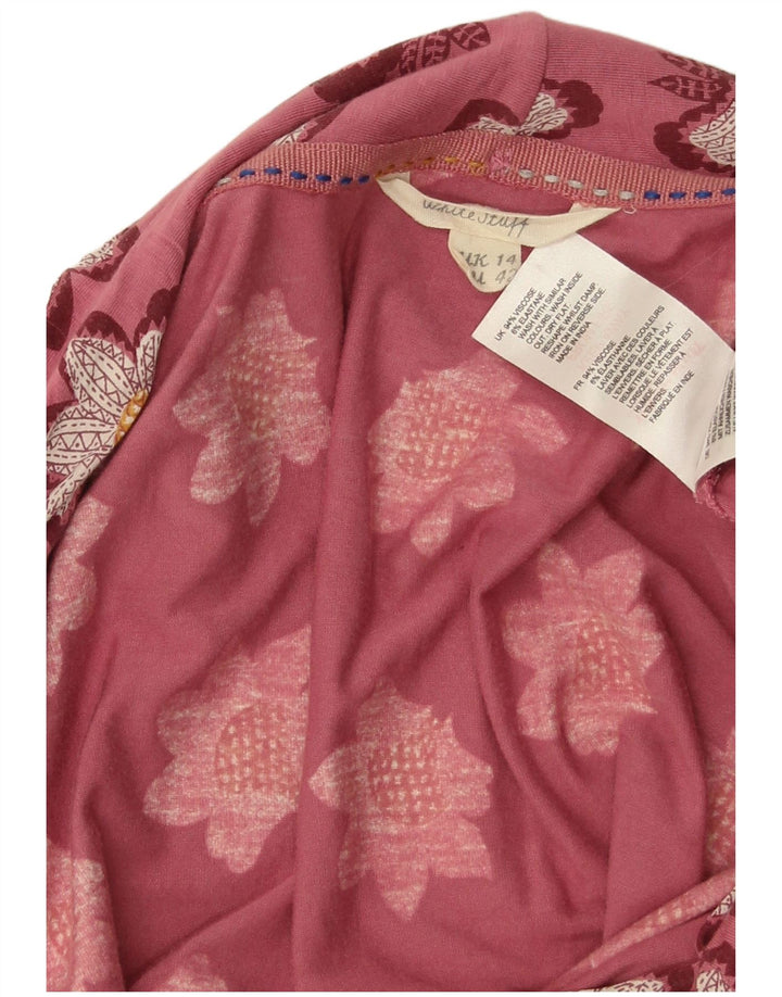 Vestido básico feminino sem mangas White Stuff UK 14 viscose floral rosa médio