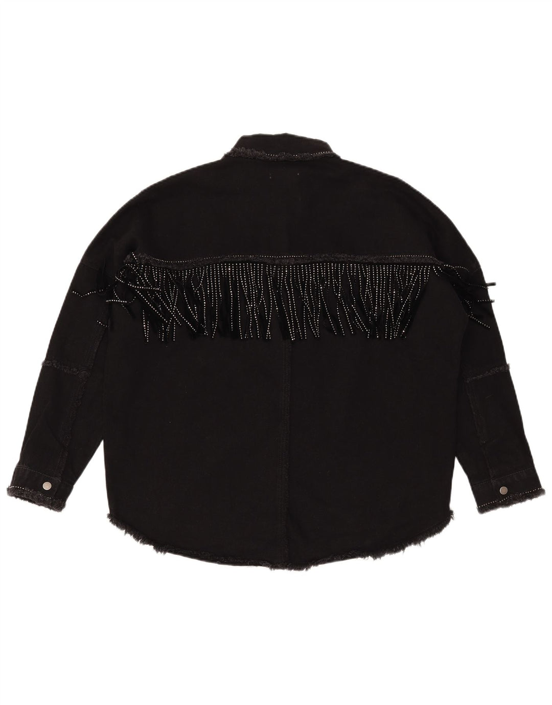 ZARA Jaqueta jeans feminina oversized UK 6 XS algodão preto