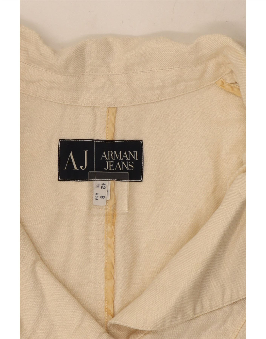 Jaqueta blazer feminina ARMANI JEANS crop 3 botões EUA 6 médio off white