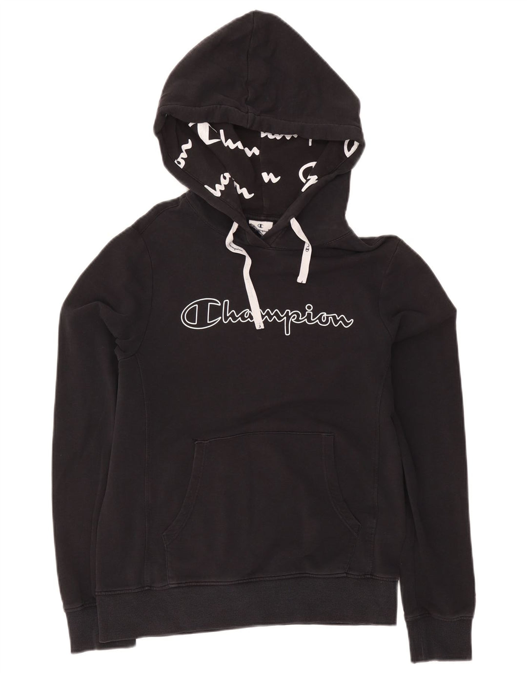 Jumper com capuz gráfico masculino Champion pequeno preto