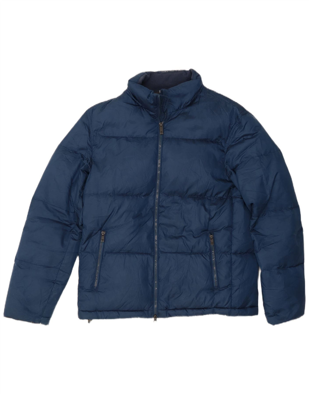 Jaqueta acolchoada masculina Massimo Dutti UK 40 grande poliéster azul marinho