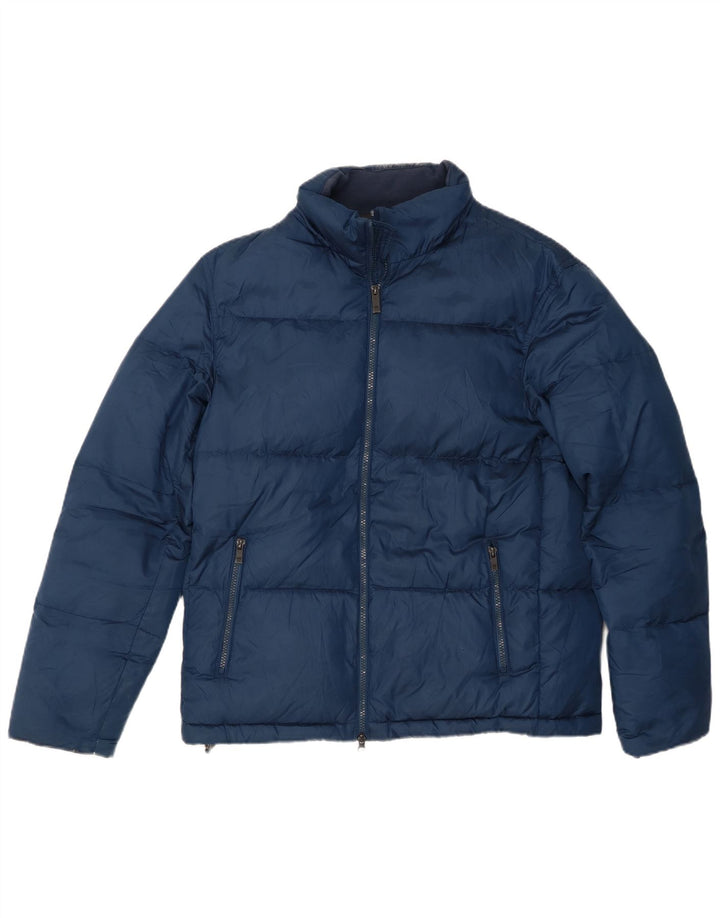Jaqueta acolchoada masculina Massimo Dutti UK 40 grande poliéster azul marinho