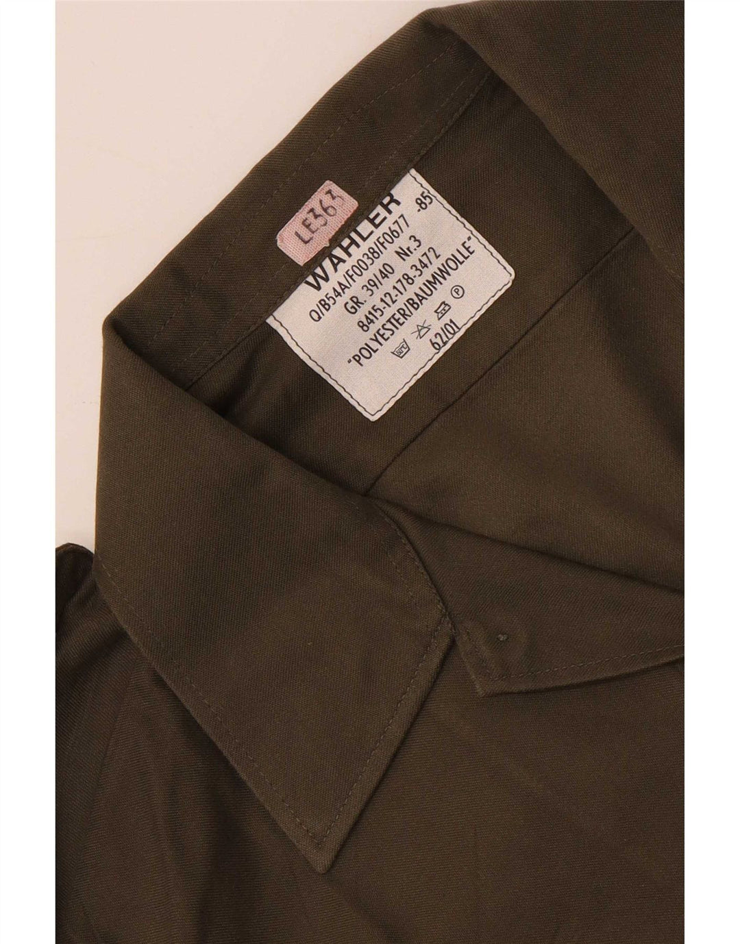 Camisa militar masculina vintage tamanho 39/40 poliéster cáqui médio