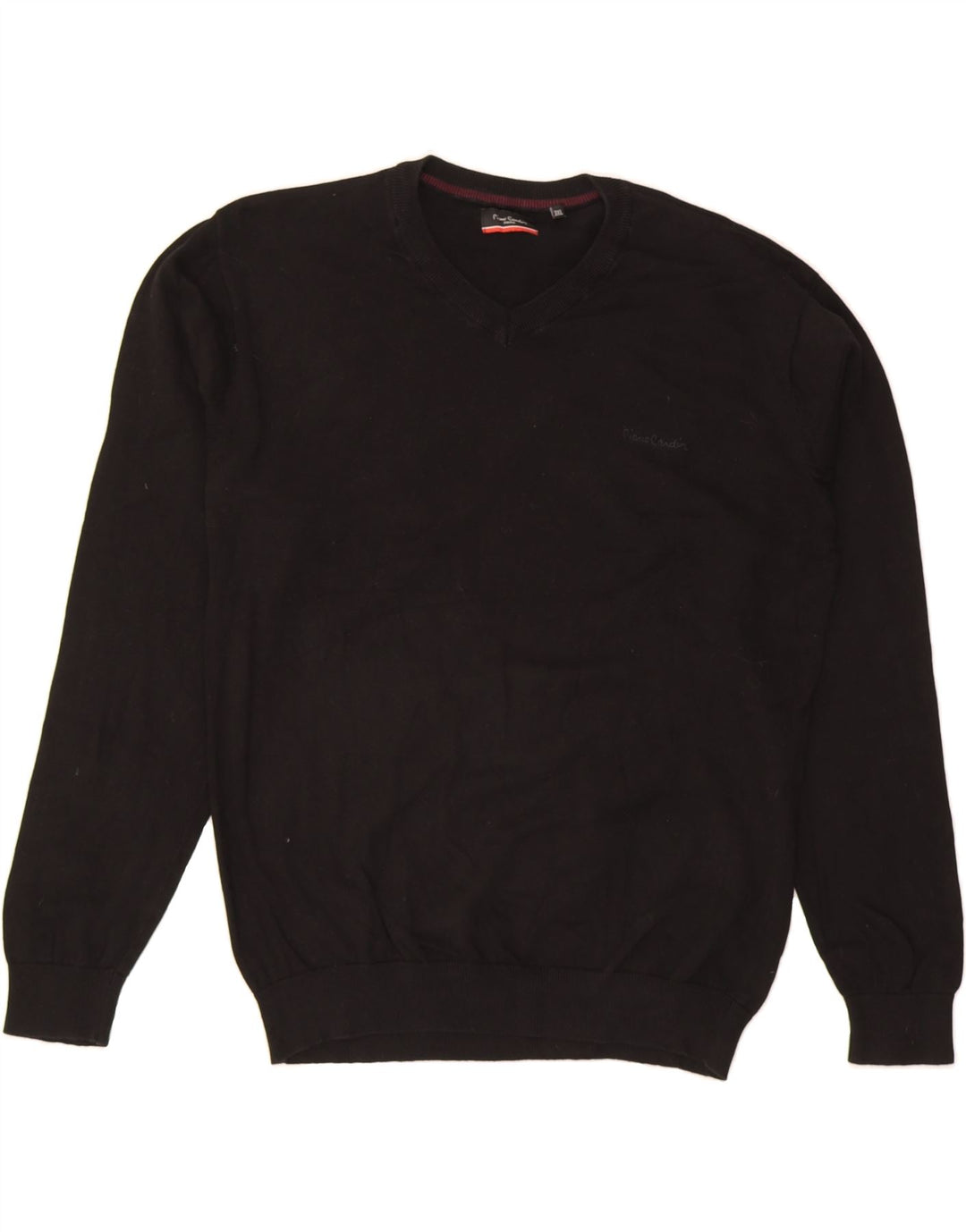 PIERRE CARDIN Mens Paris V-Neck Jumper Sweater 3XL Black Cotton Vintage Pierre Cardin and Second-Hand Pierre Cardin from Messina Hembry 