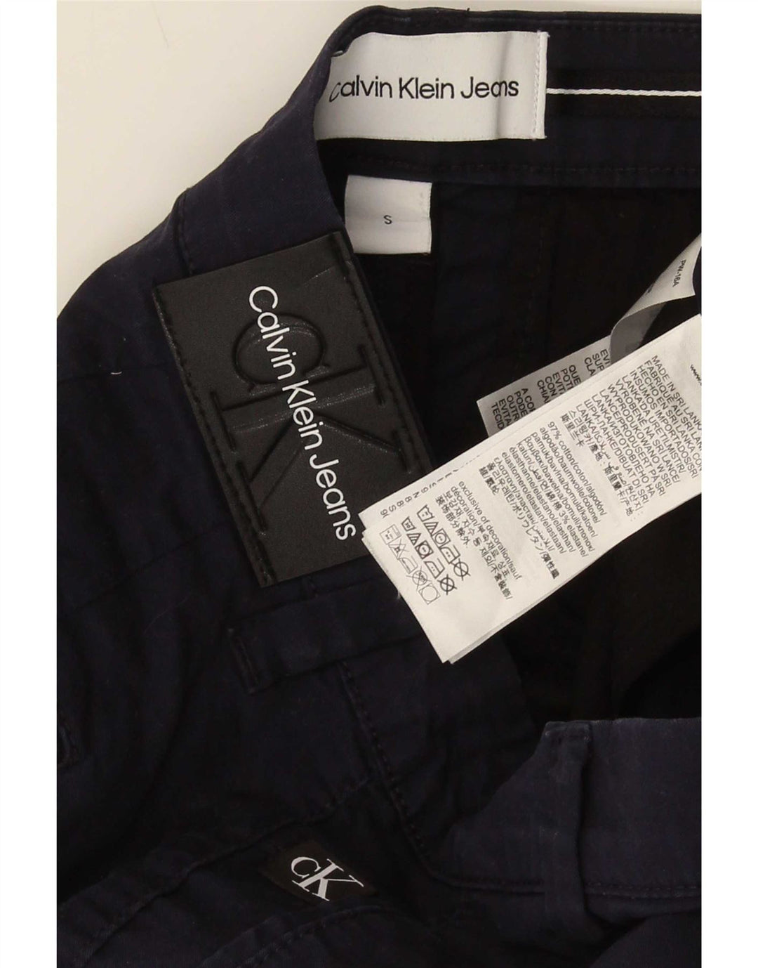 Calvin Klein Mens Chino Shorts Pequeno W30 Azul Marinho Algodão