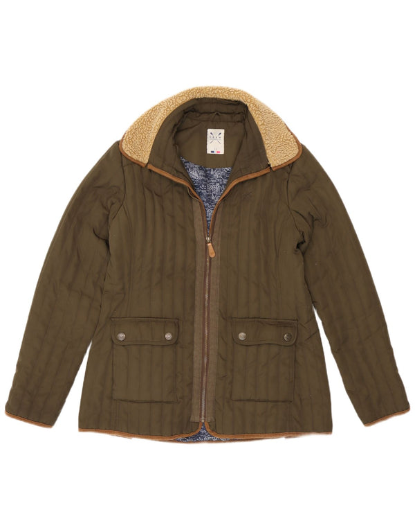 Jaqueta acolchoada feminina UK 12 da Crew Clothing poliéster cáqui médio