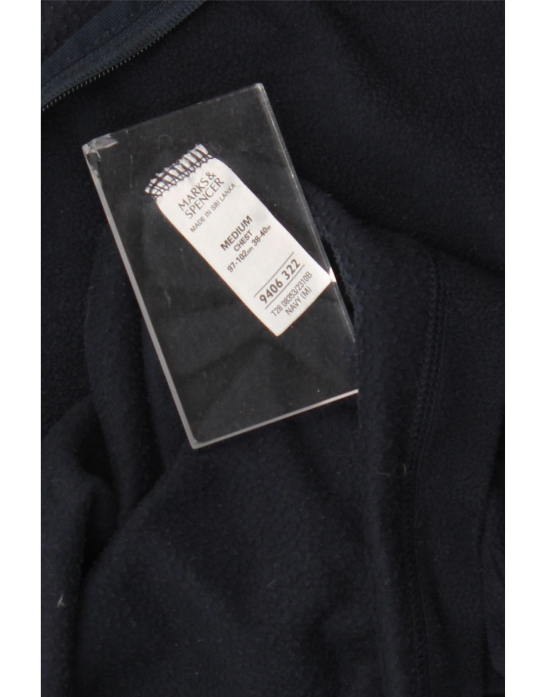 Suéter de lã masculino Marks & Spencer com zíper e gola média azul marinho poliéster