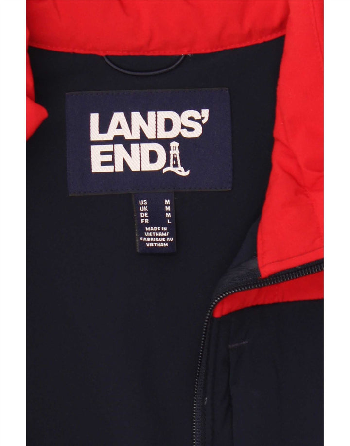 Jaqueta acolchoada masculina Lands End UK 38 poliéster vermelho médio Colourblock