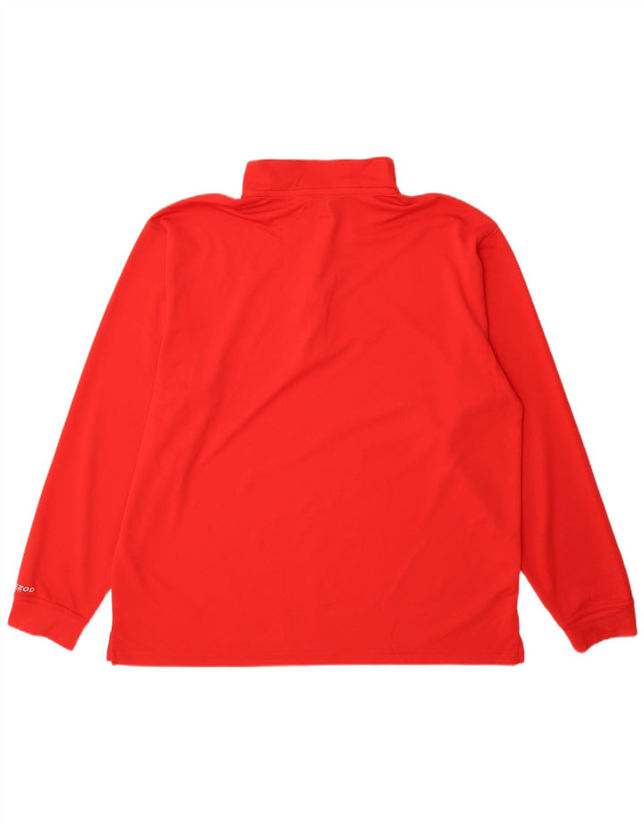 Izod Mens Zip Neck Pulôver Treino Top 2XL Poliéster Vermelho