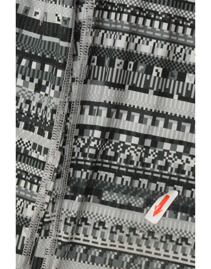 Leggings Nike Femininas Graphic UK 12 Poliéster Geométrico Cinza Médio