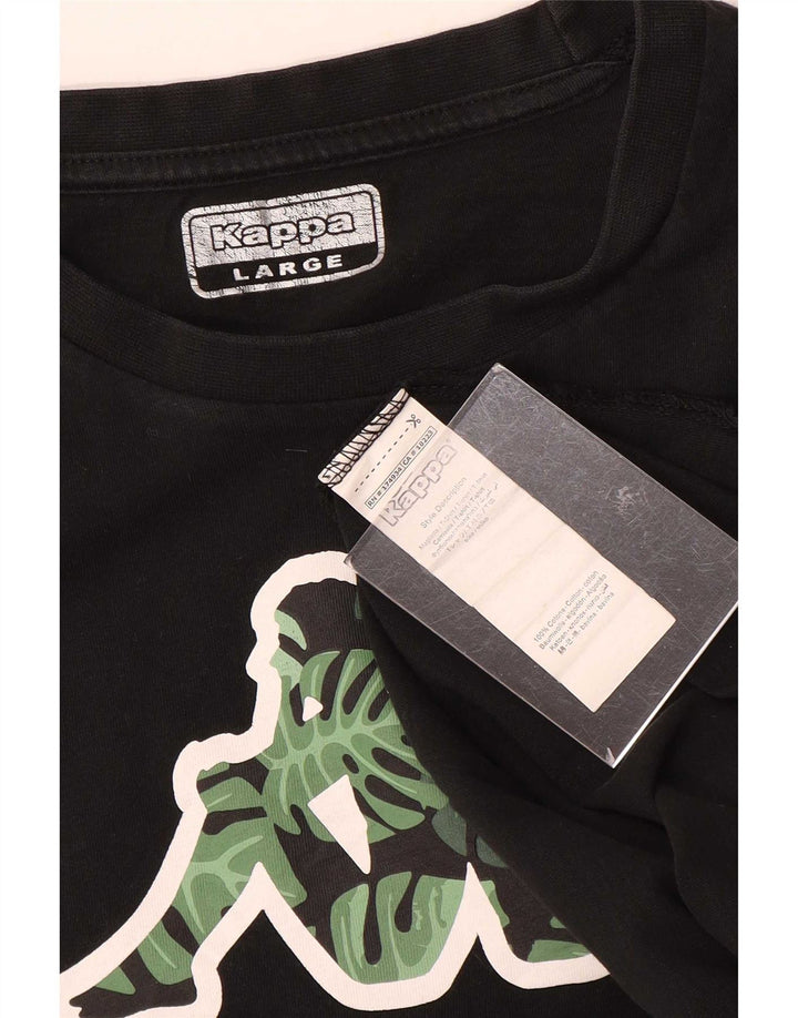 Camiseta gráfica masculina Kappa Top grande de algodão preto