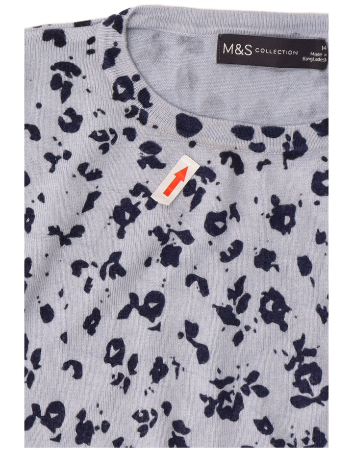 Suéter feminino MARKS & SPENCER com gola redonda Reino Unido 14 grande azul