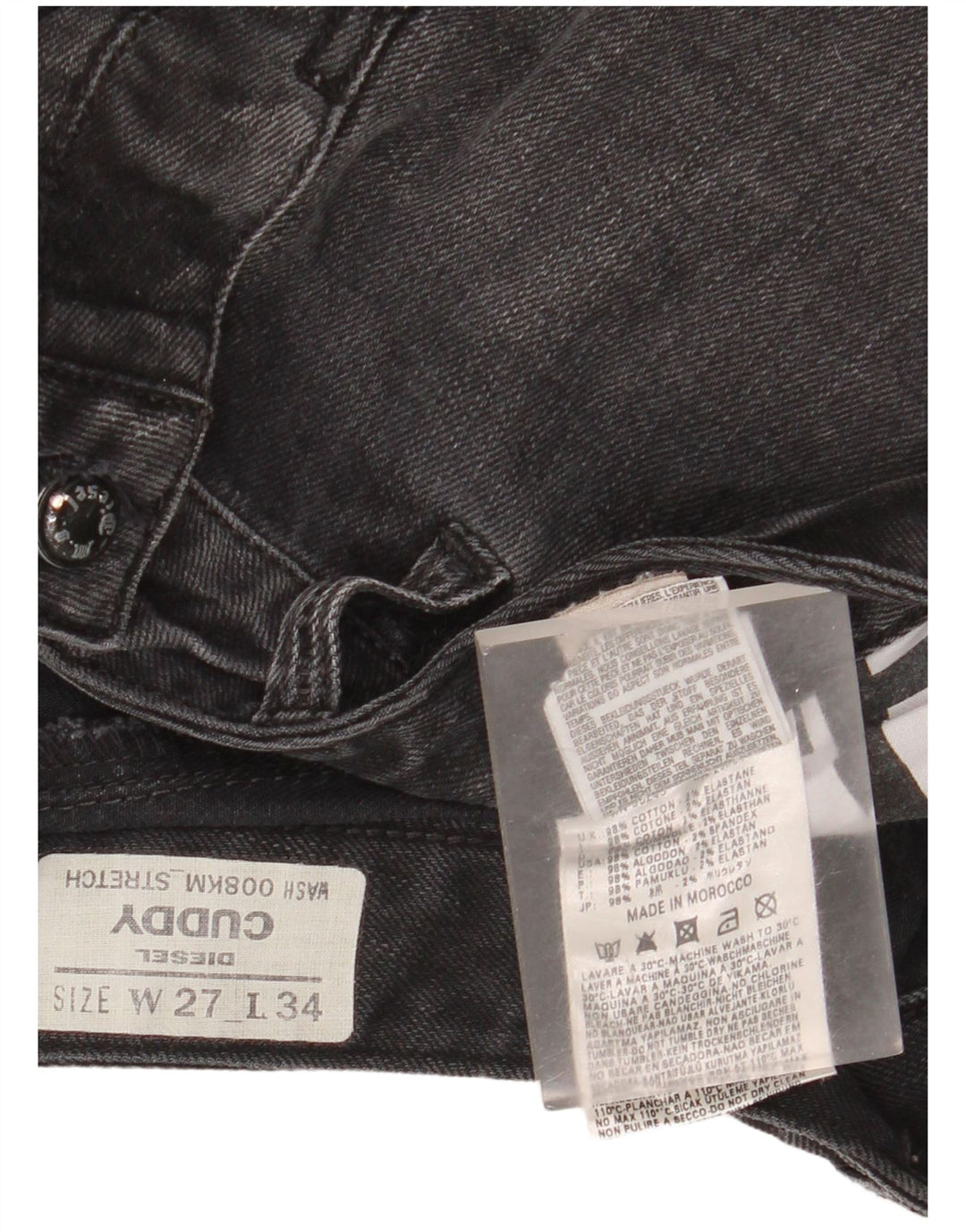 Jeans Cuddy Slim Feminino Diesel W27 L28 Algodão Preto