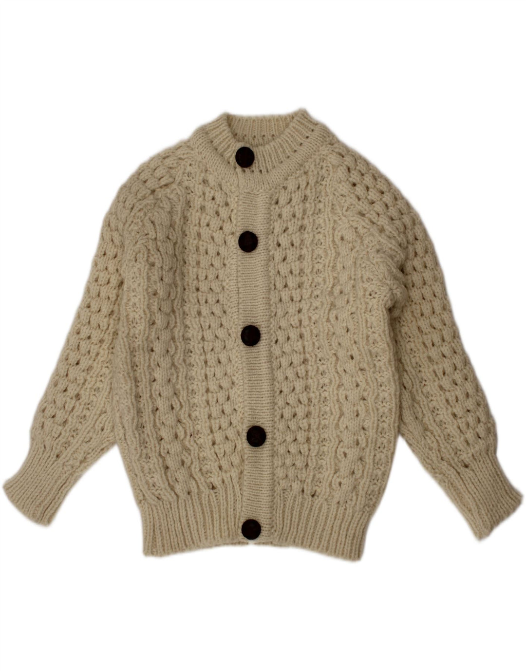 Suéter cardigã Cladyknit para meninos 3-4 anos lã bege