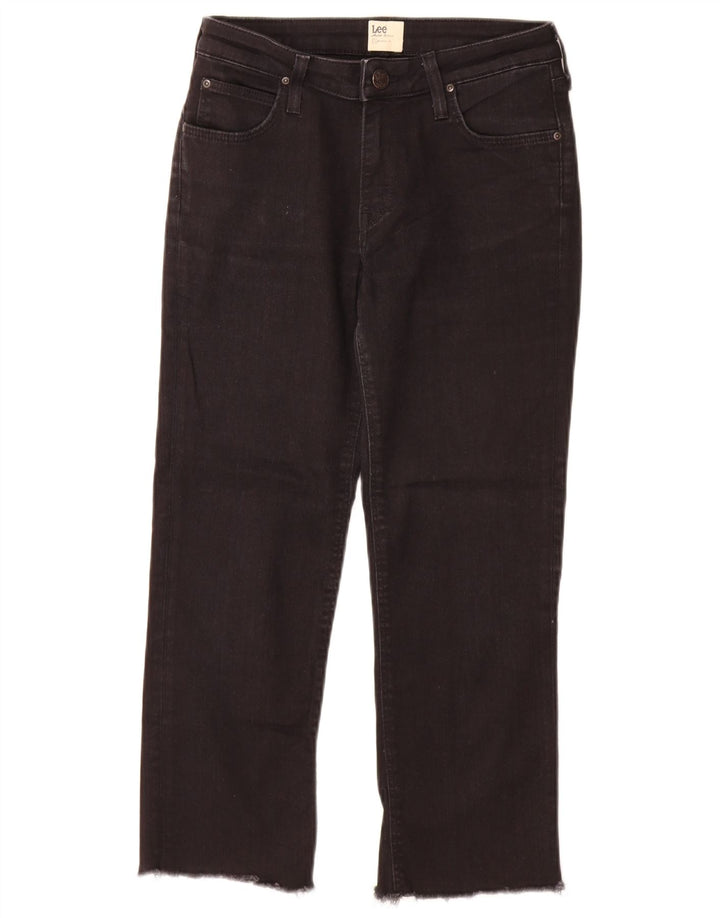Lee Womens Marion Straight Jeans W27 L25 Algodão Preto