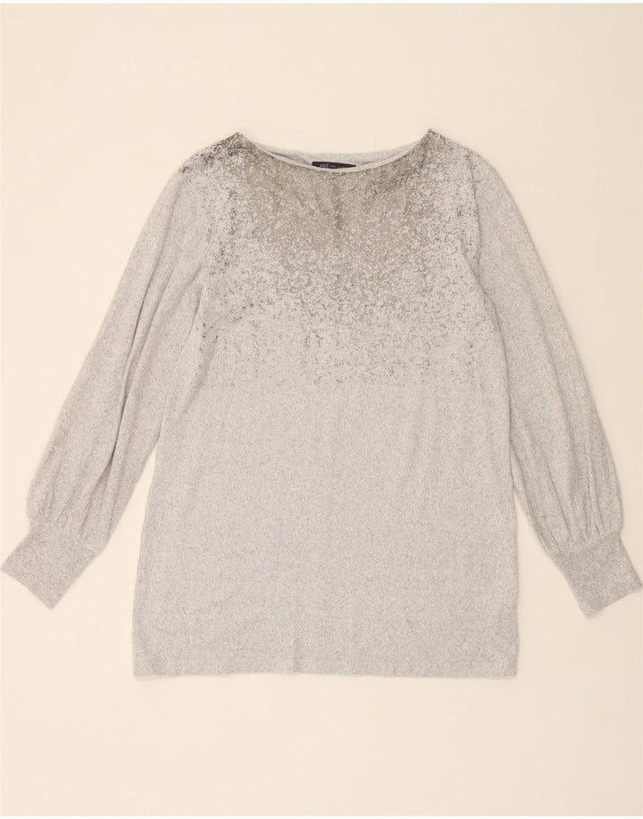 MARKS & SPENCER Womens Boat Neck Jumper Sweater UK 12 Medium Grey Vintage Marks & Spencer and Second-Hand Marks & Spencer from Messina Hembry 