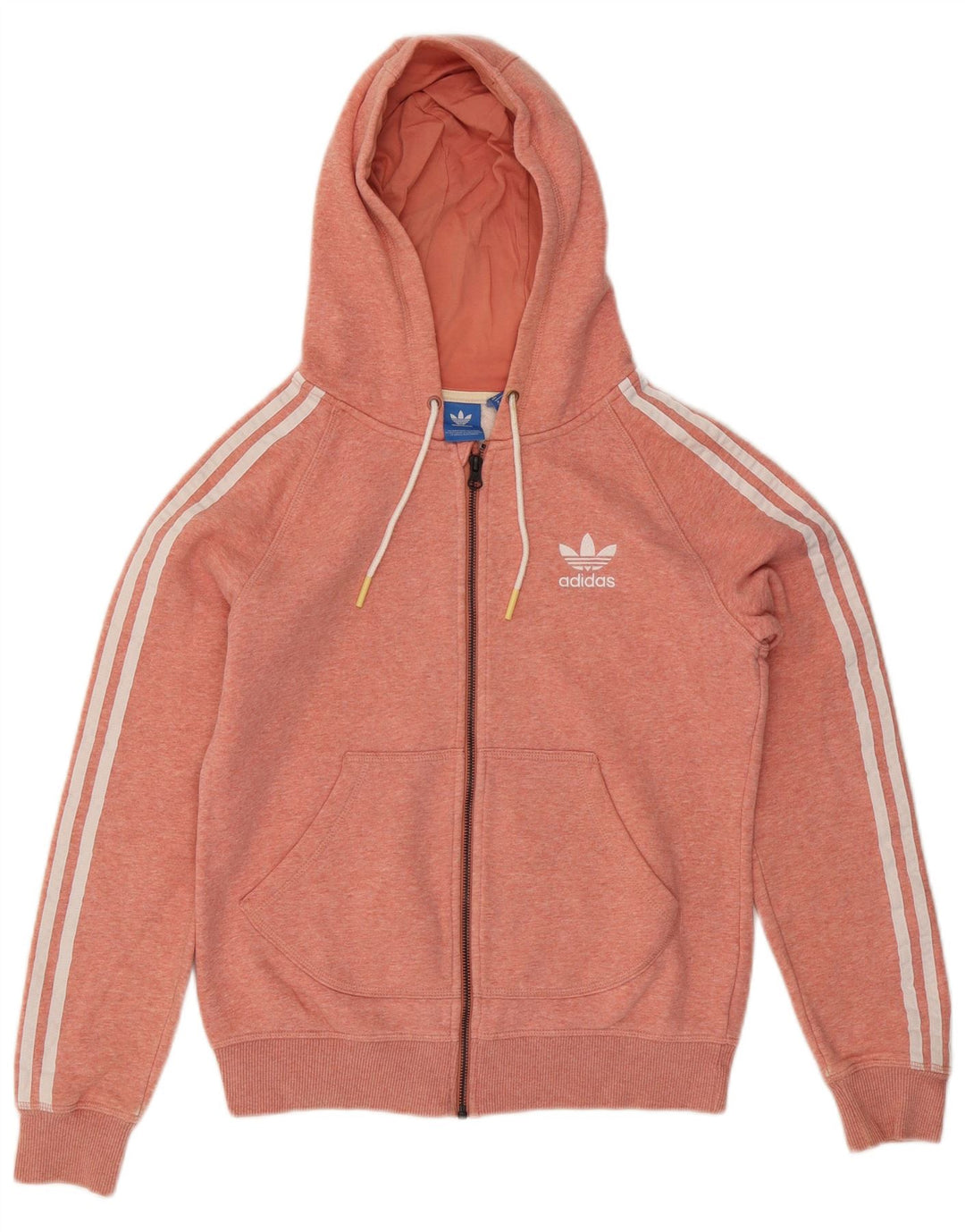 Adidas Womens Zip Hoodie Sweater UK 12 Médio Laranja Algodão