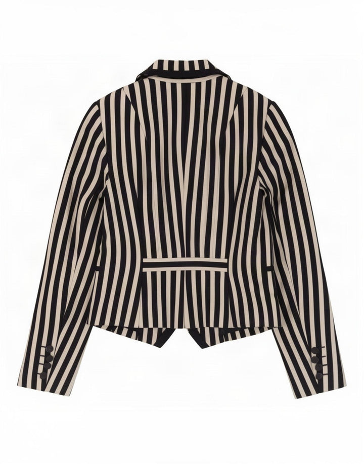 David Lawrence Jaqueta Blazer Feminina Crop US 6 Médio Azul Marinho Listrado