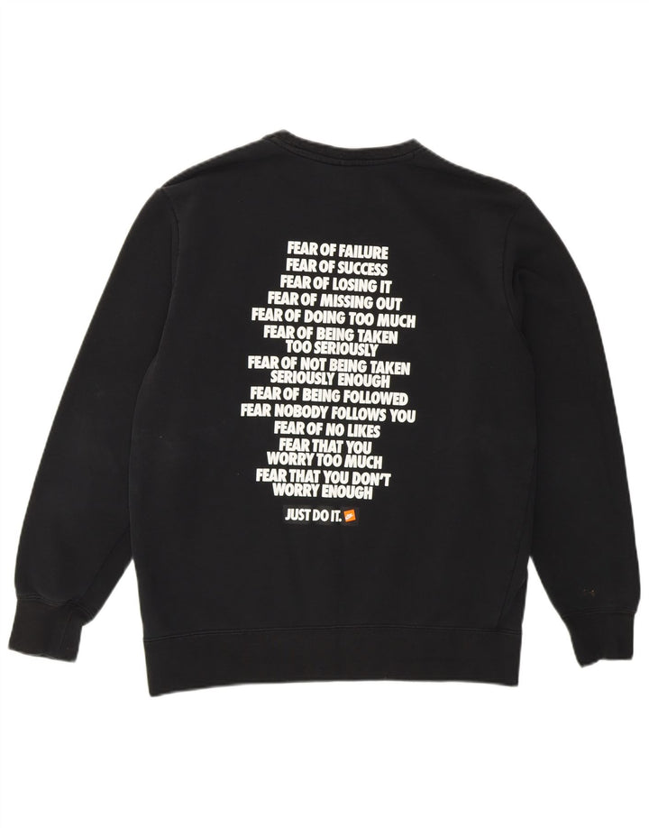 NIKE Mens Graphic Moletom Jumper XS Algodão Preto