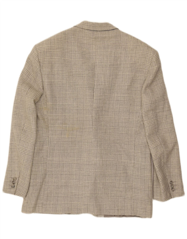 Jaqueta blazer masculina vintage com 2 botões Reino Unido 40 grande cinza houndstooth