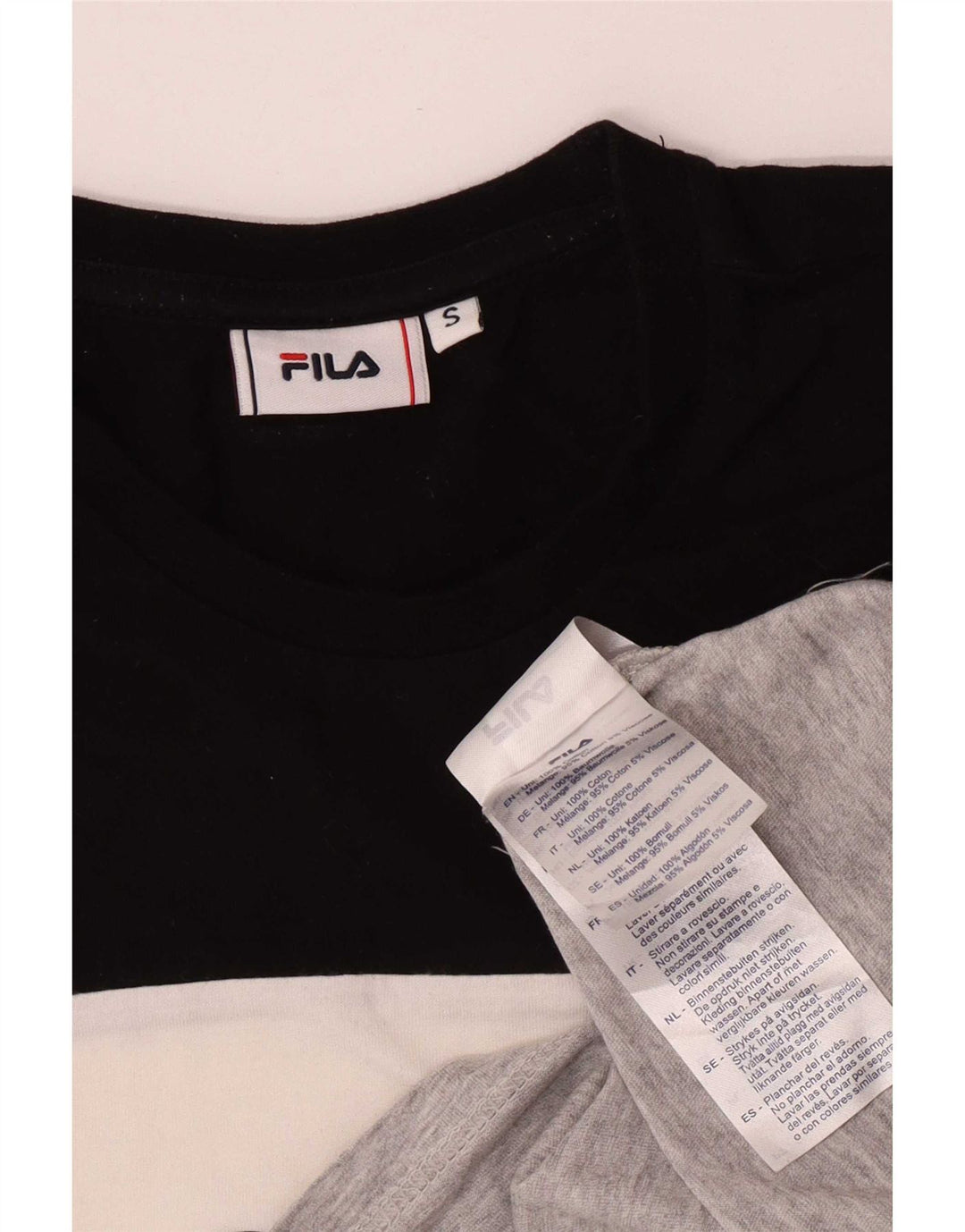 Fila Mens Graphic T-Shirt Top Pequeno Multicolorido Colorblock Algodão