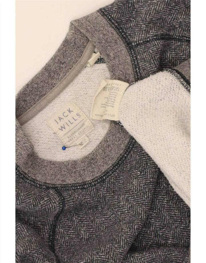 Jack Wills moletom feminino cropped Reino Unido 10 pequeno espinha de peixe cinza