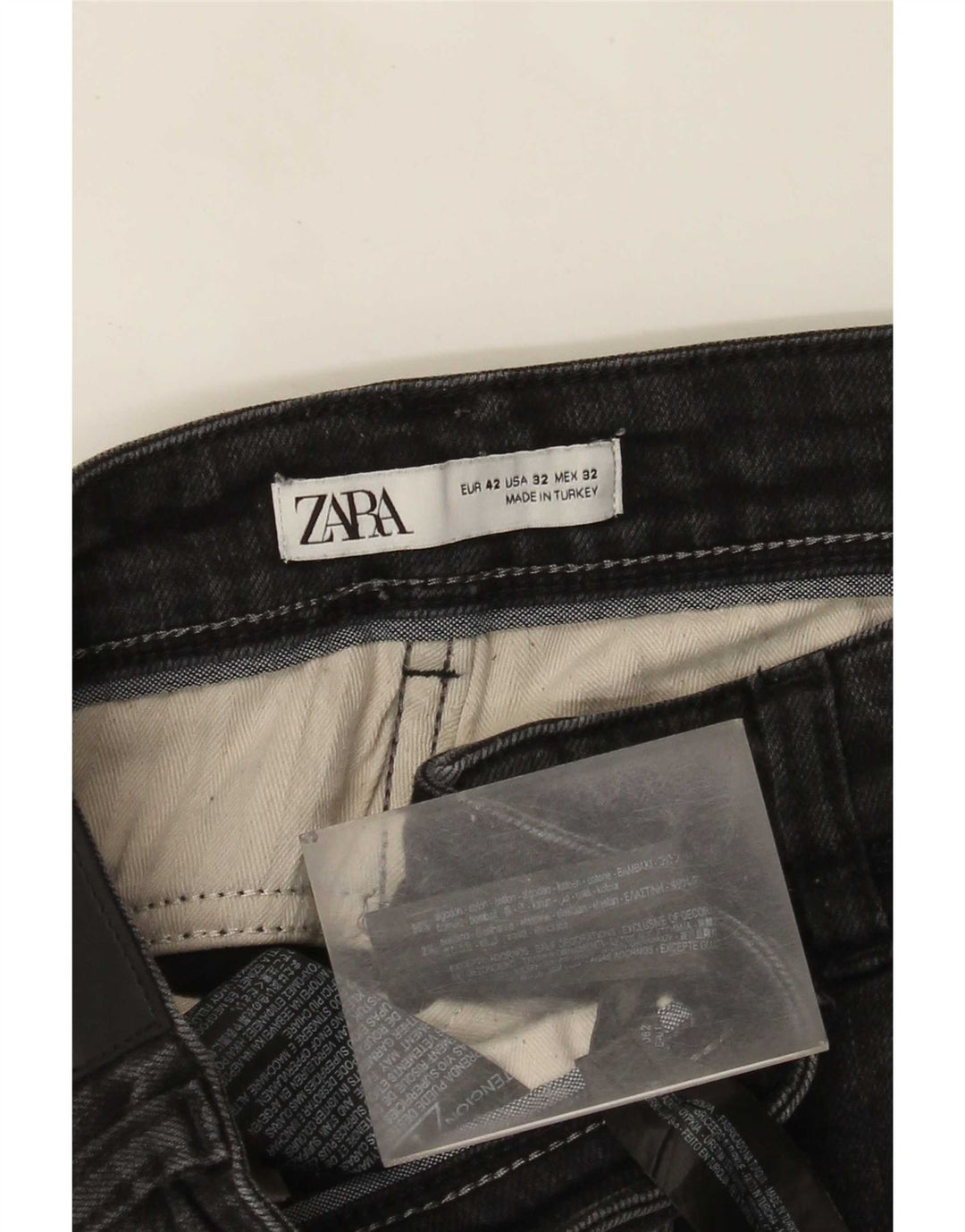 Zara Mens Slim Jeans EU 42 Grande W32 L31 Algodão Preto