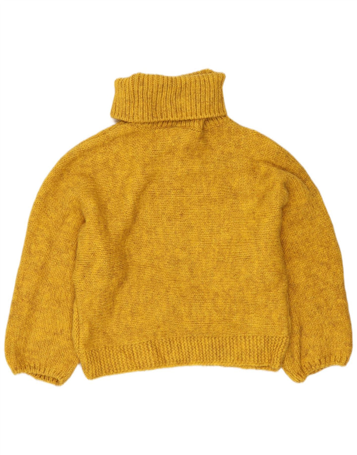 Suéter feminino Marks & SPENCER com gola alta e gola redonda Reino Unido 10 pequeno amarelo