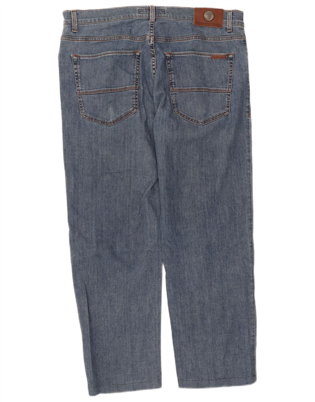 TRUSSARDI Calça jeans reta masculina recortada W38 L27 algodão azul