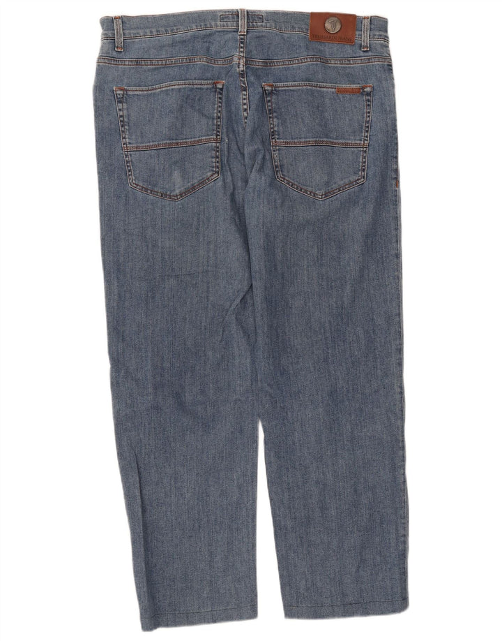 TRUSSARDI Calça jeans reta masculina recortada W38 L27 algodão azul
