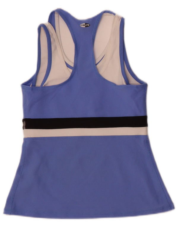Adidas Womens Climalite Crop Vest Top UK 10 Pequeno Azul Colourblock Nylon