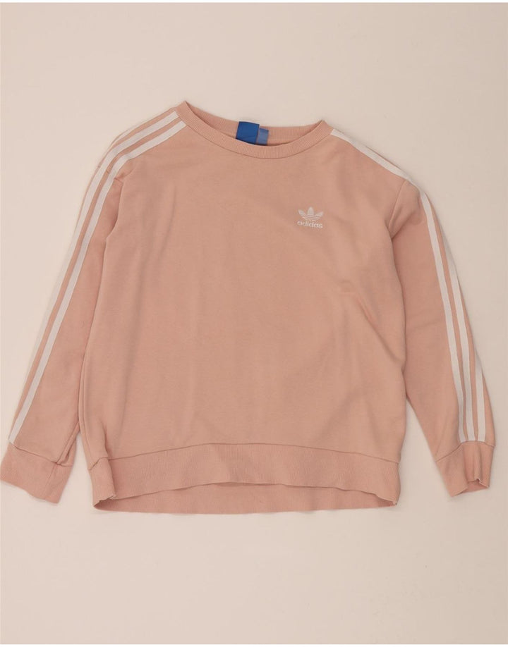 ADIDAS Womens Oversized Sweatshirt Jumper UK 6 XS Pink Cotton Vintage Adidas and Second-Hand Adidas from Messina Hembry 
