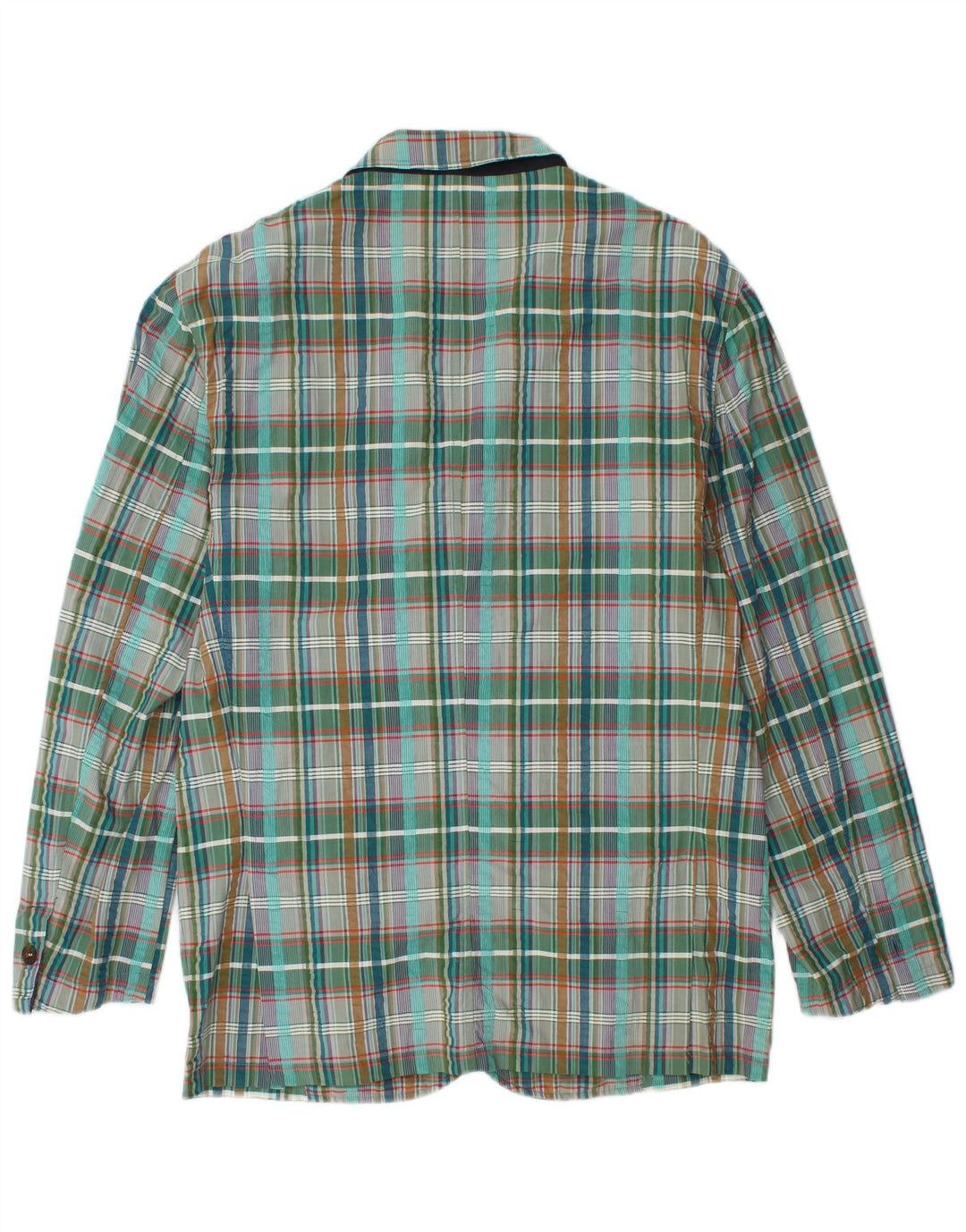 Jaqueta blazer masculina vintage com 3 botões IT 48 algodão xadrez verde médio