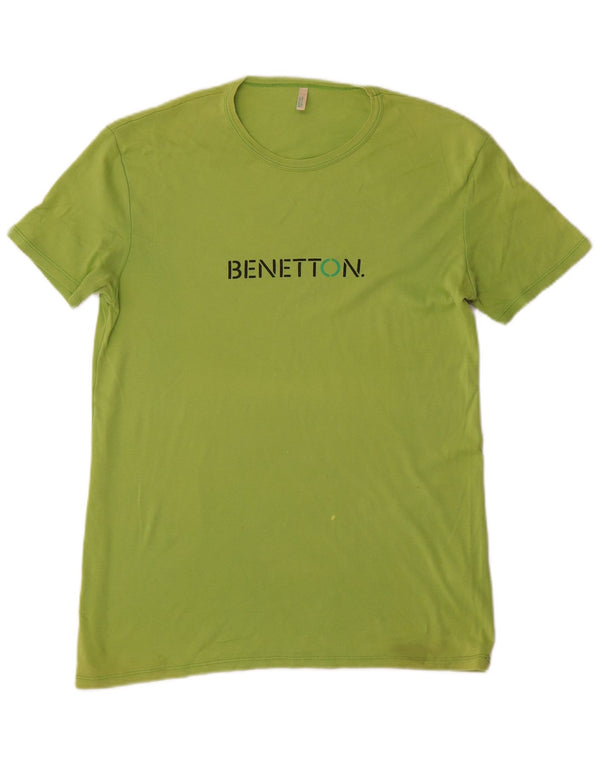 Camiseta gráfica masculina Benetton Top XL algodão verde