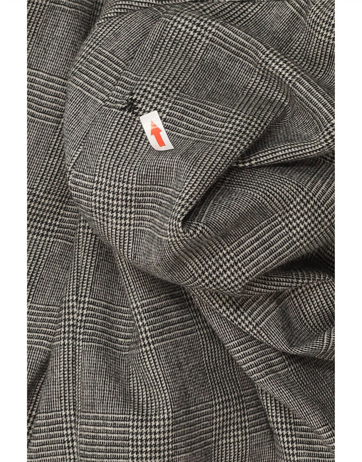 Jaqueta blazer feminina vintage de manga comprida Reino Unido 18 XL cinza houndstooth