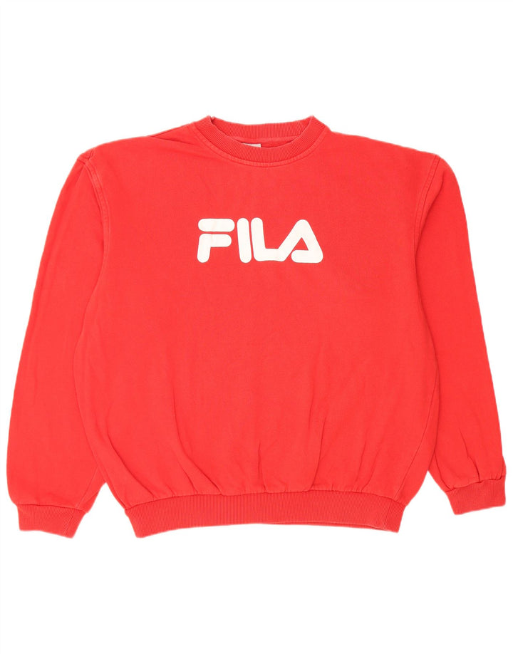 FILA Mens Graphic Moletom Jumper Médio Algodão Vermelho